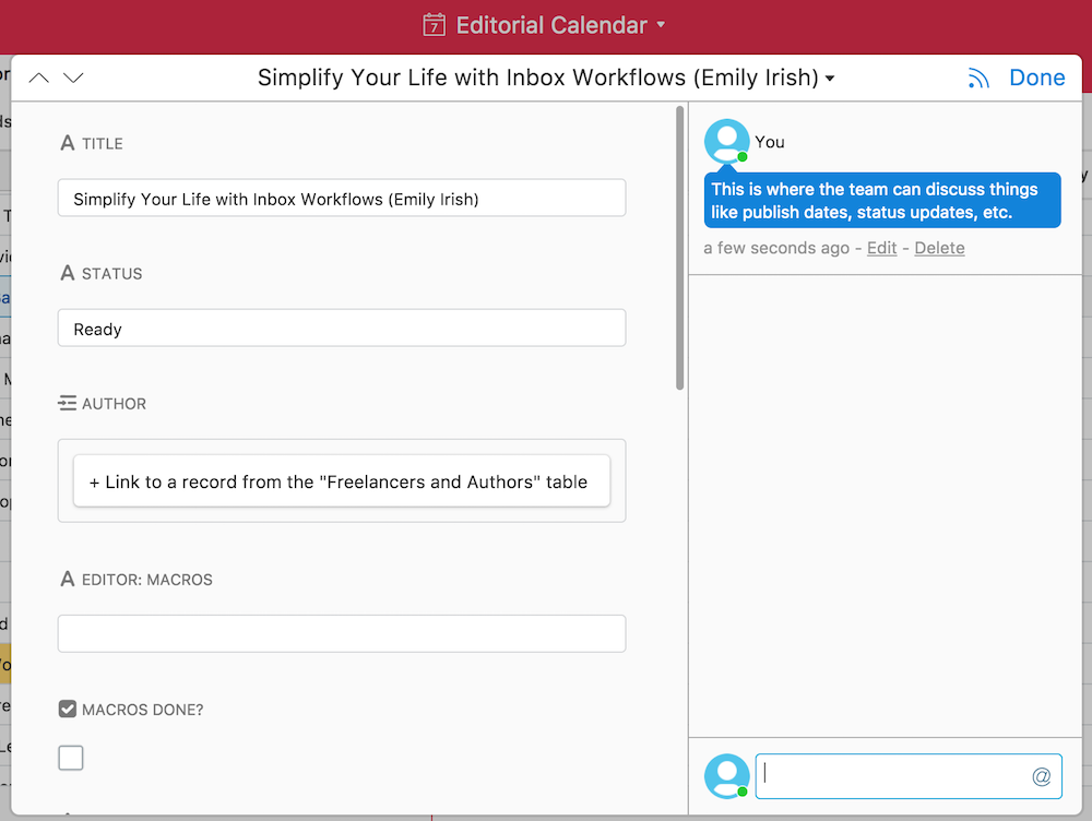 Airtable Comment Feature