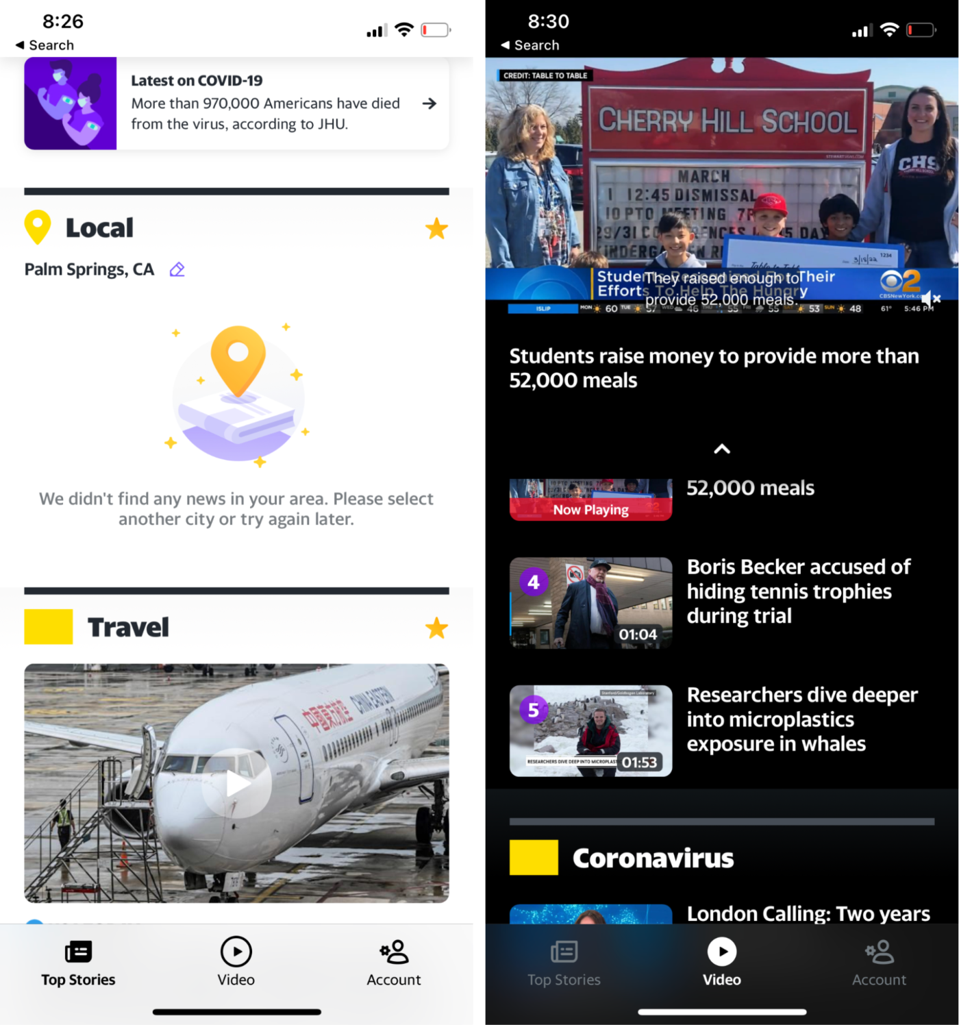 Yahoo News, our pick for the best news app for video news