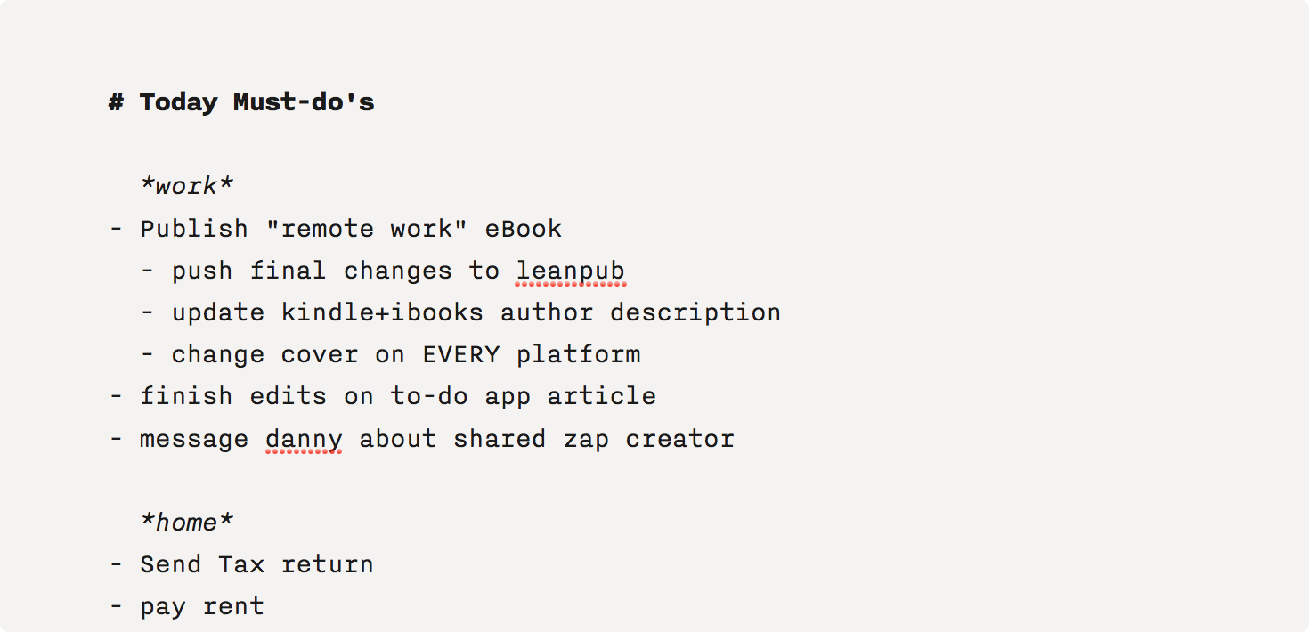 plain text to-do list