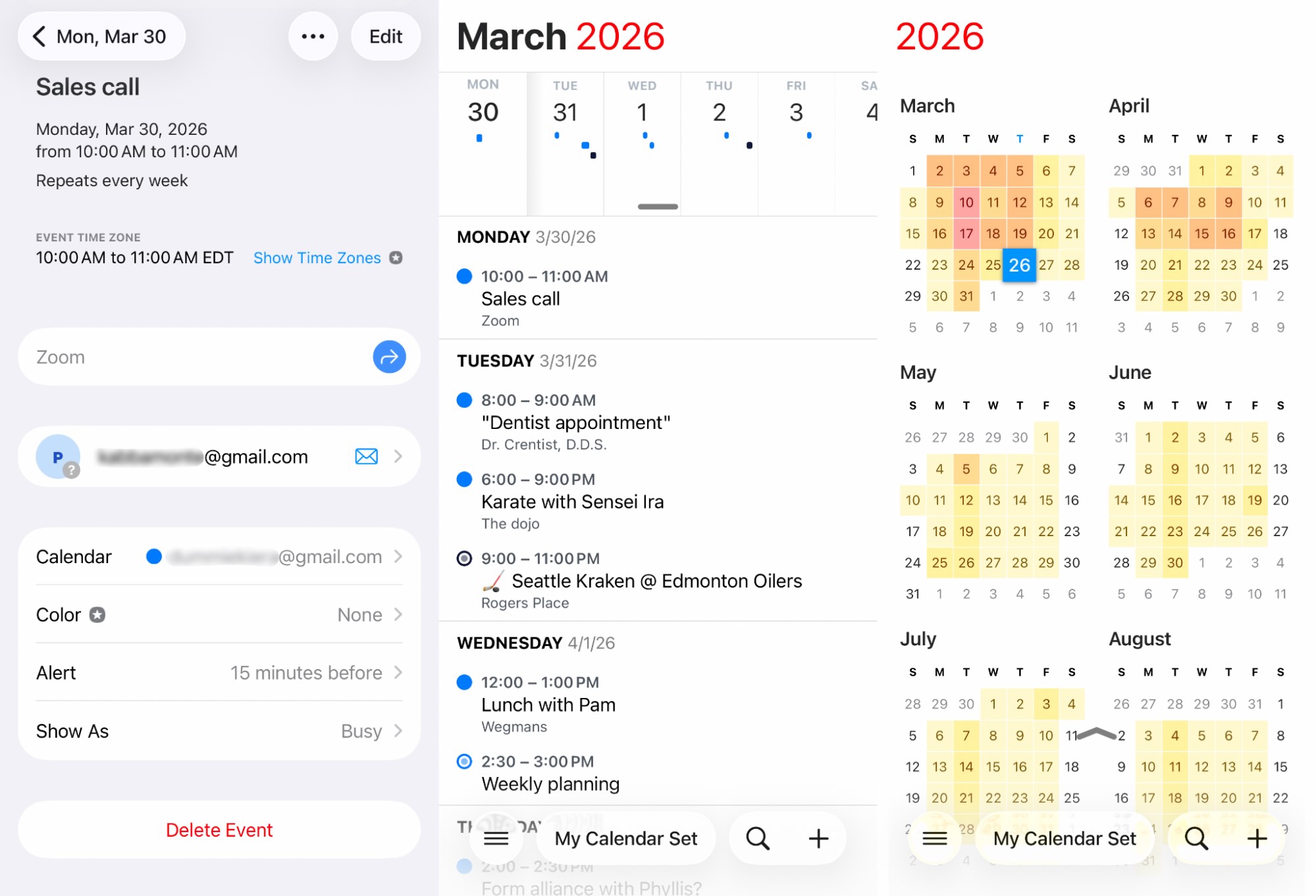 A screenshot of Fantastical, our pick for the best all-around iPhone calendar app for power users