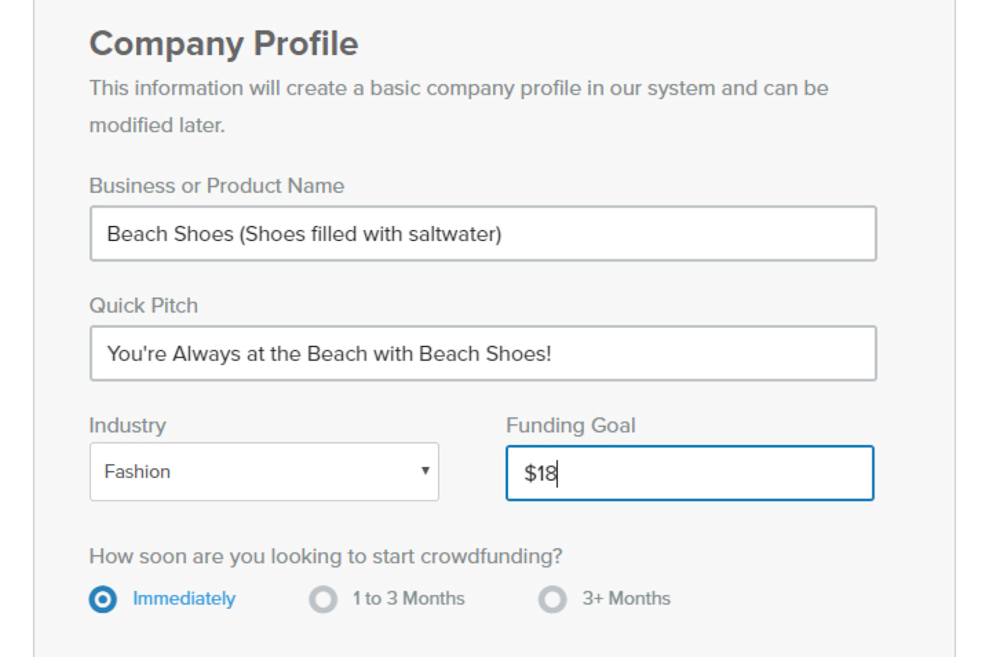 Setting up a Fundable profile