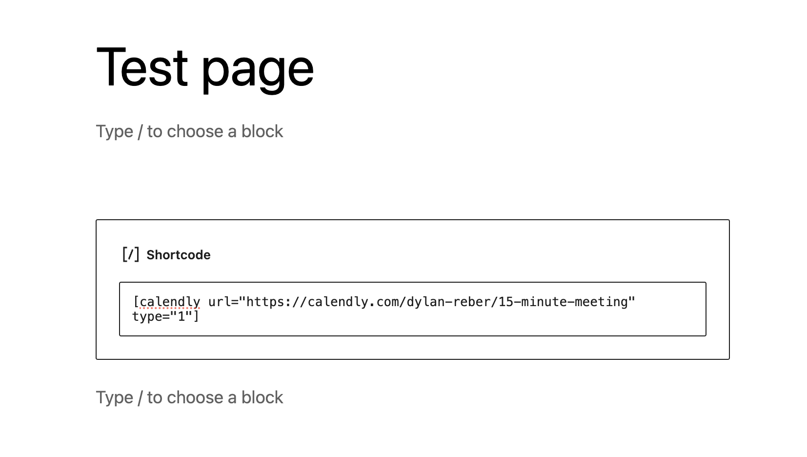 Screenshot of the block where you paste the EMC shortcode