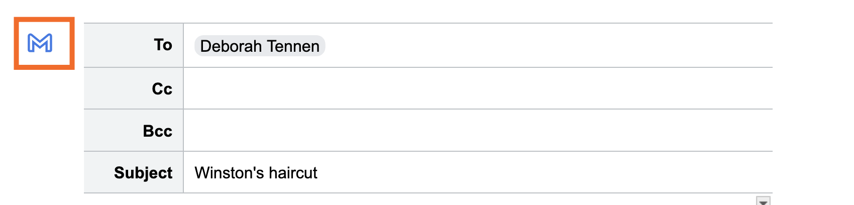 The blue mail icon to send an email from Google Docs