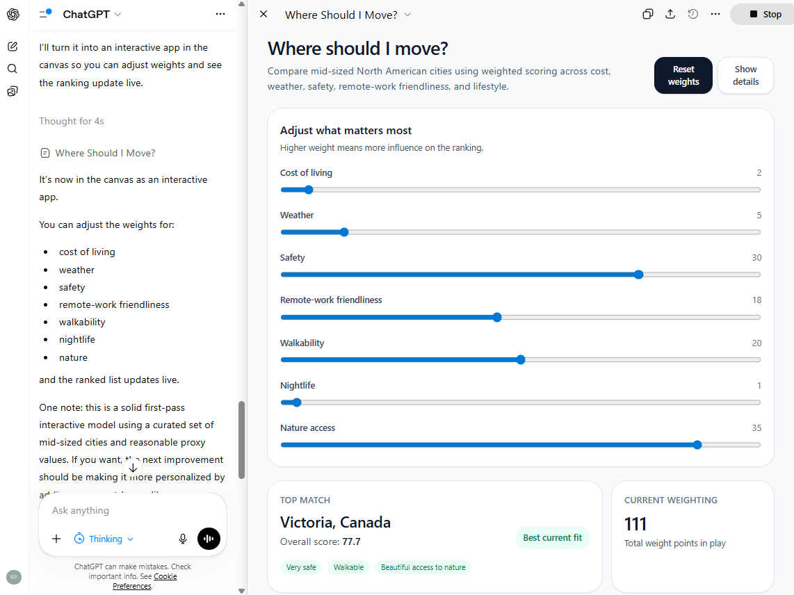 The interactive app ChatGPT built