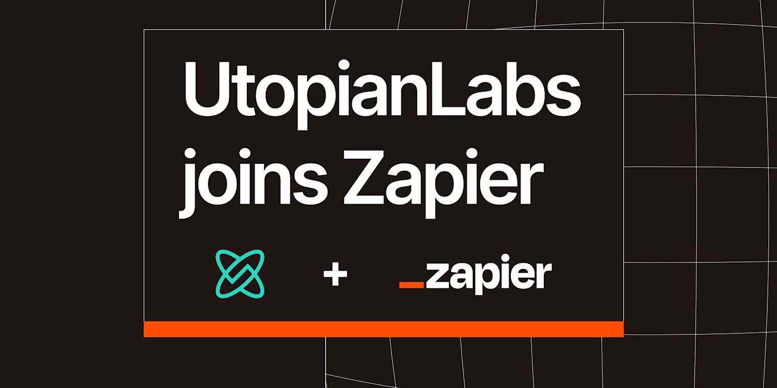 A hero image that says "UtopianLabs joins Zapier"