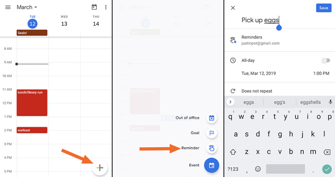 Google Calendar add reminder mobile
