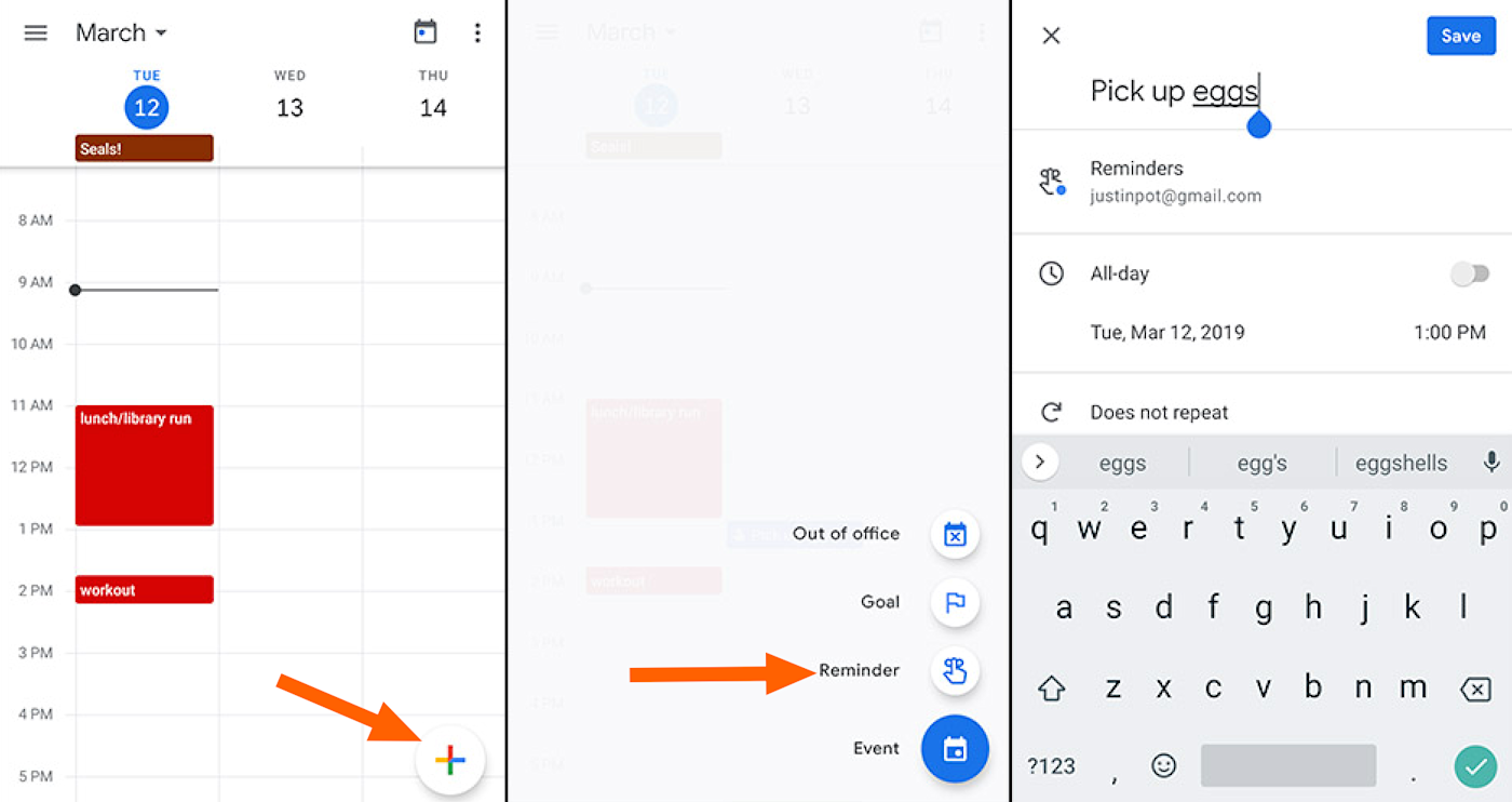 Google Calendar add reminder mobile