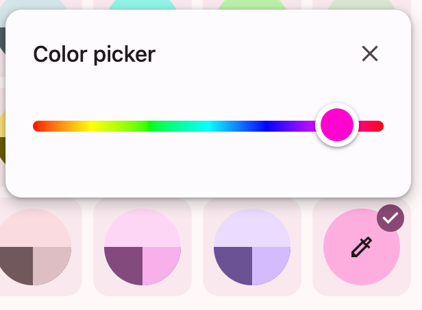 Color picker in the Chrome customization menu