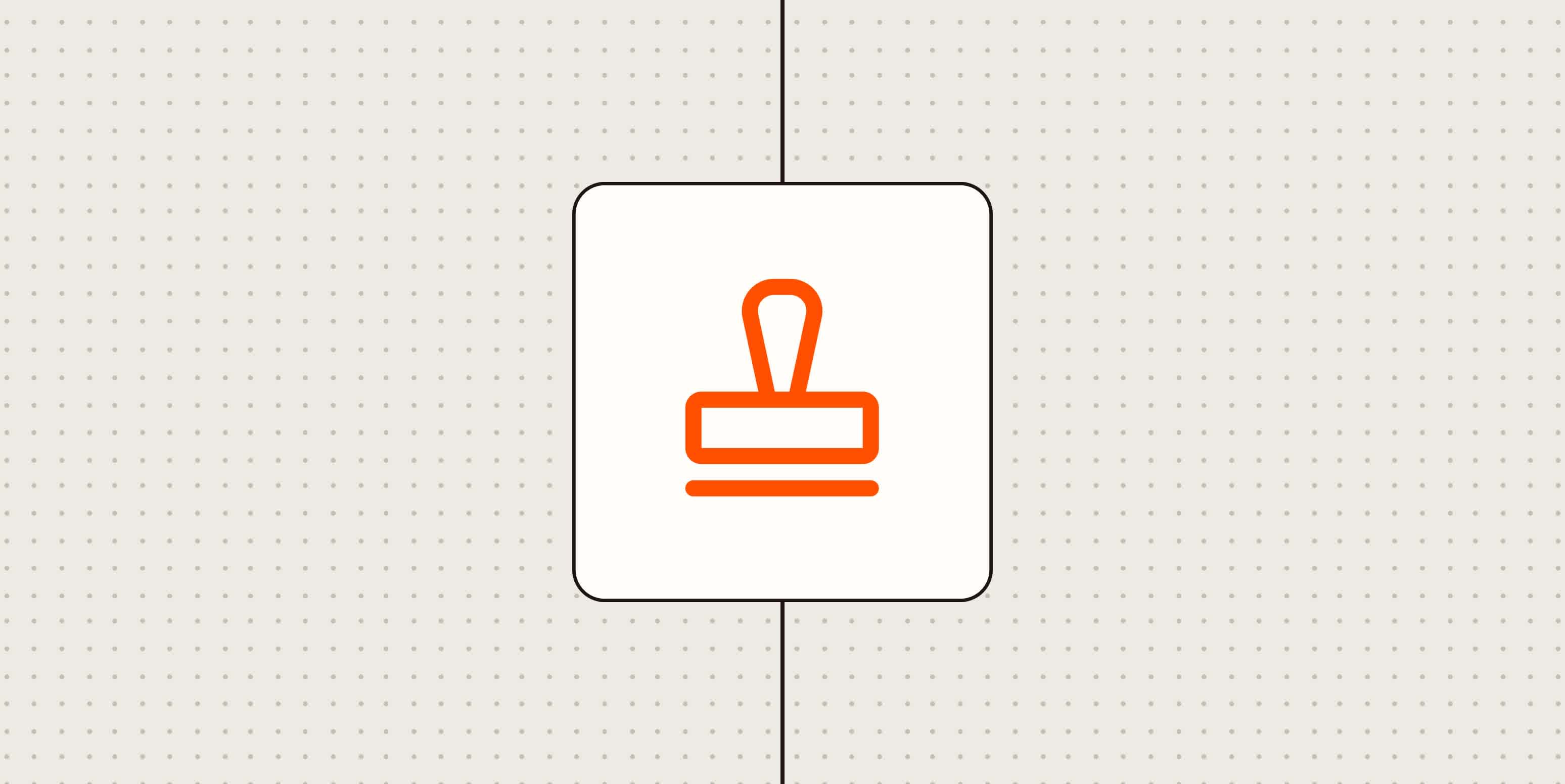 Hero with an icon representing a stamp or watermark