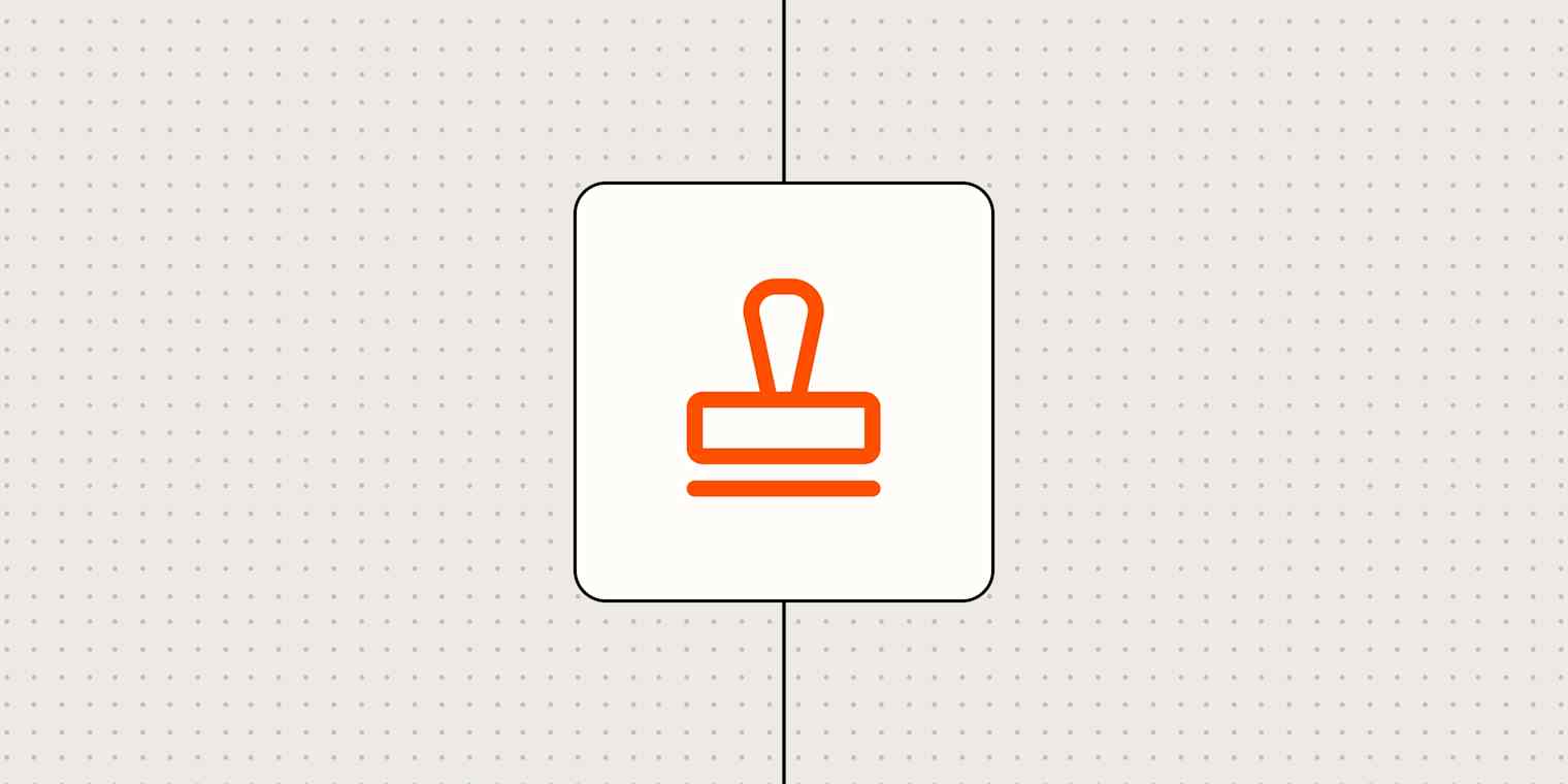 Hero with an icon representing a stamp or watermark