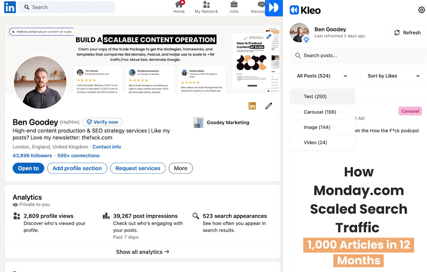 Kleo, our pick for the best creator platform for LinkedIn