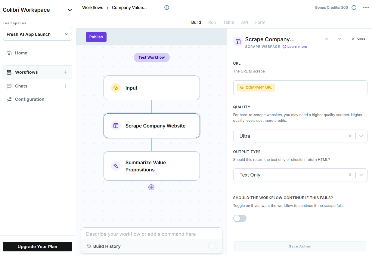Workflow builder in Copy.ai.