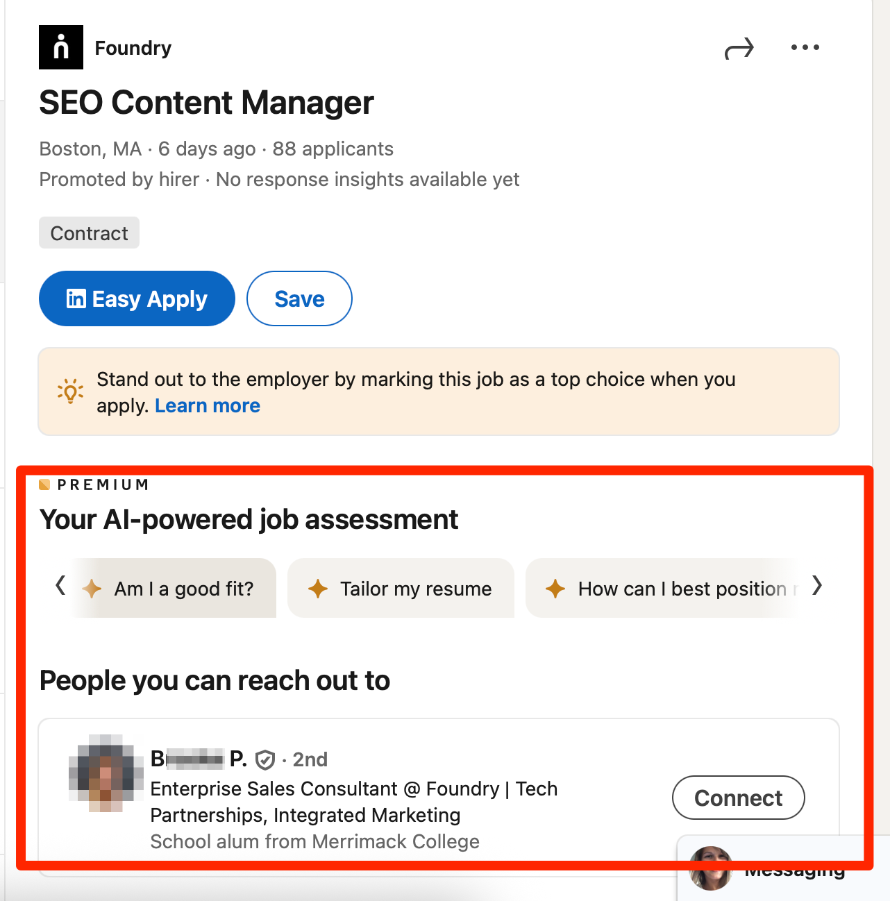 LinkedIn's AI-powered job assessment feature