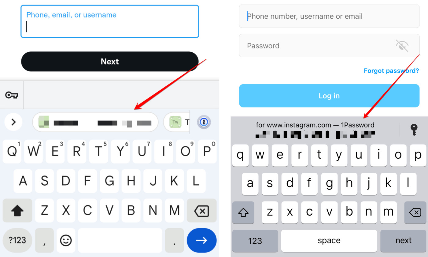 The 1Password prompts on Android and iOS