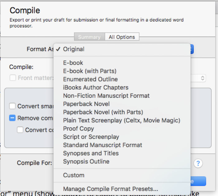 Scrivener Compile Feature