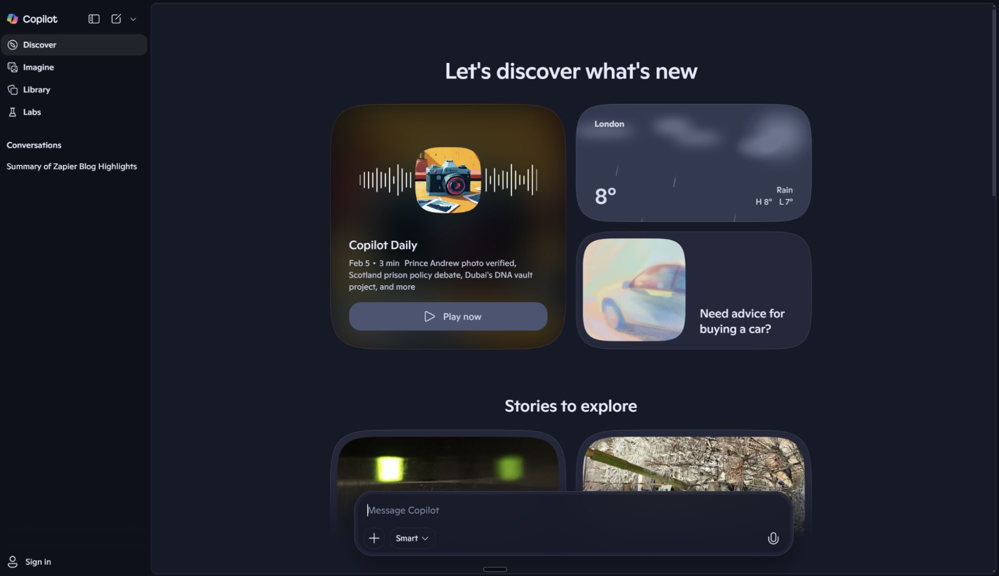 The Copilot Discover page