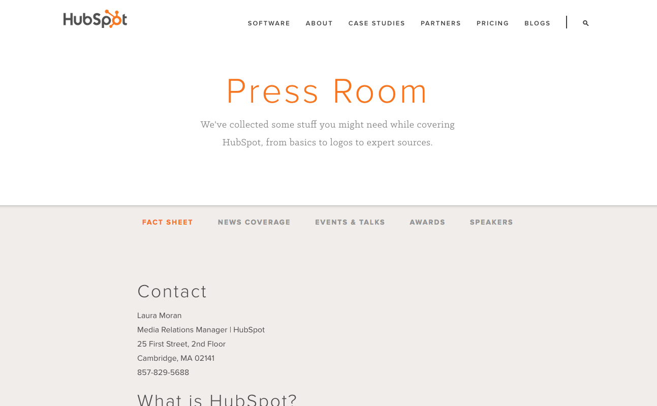 HubSpot press page
