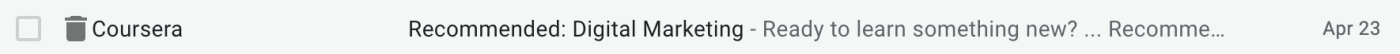 Preheader text next to a subject line that reads Ready to learn something new?