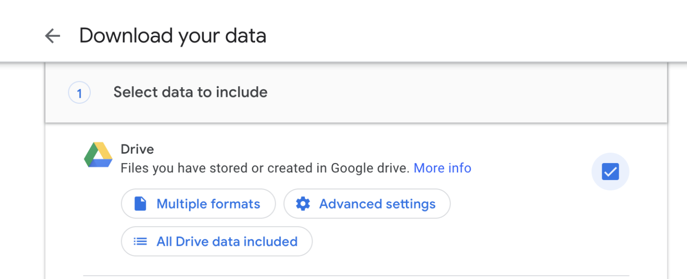 Google Drive in Google Takeout