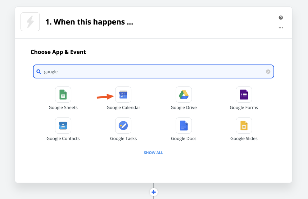 Google Calendar in Zapier