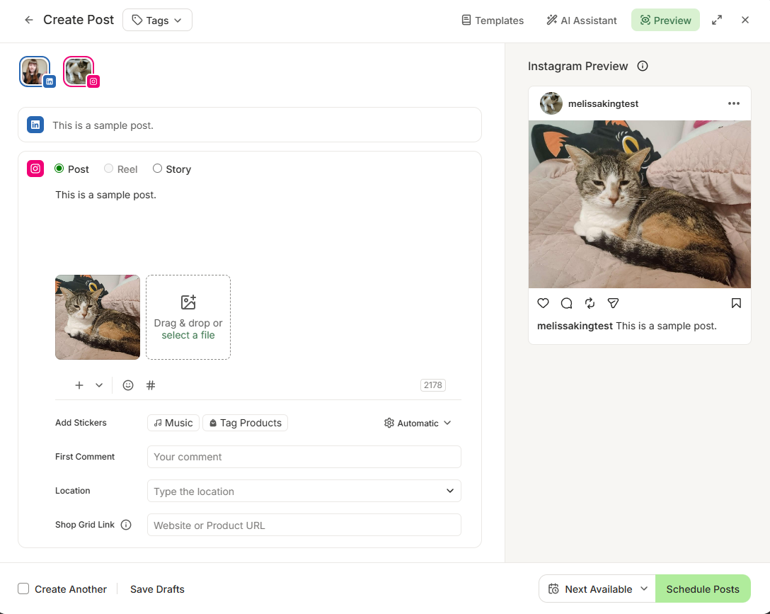 Personalizar una publicación en Buffer