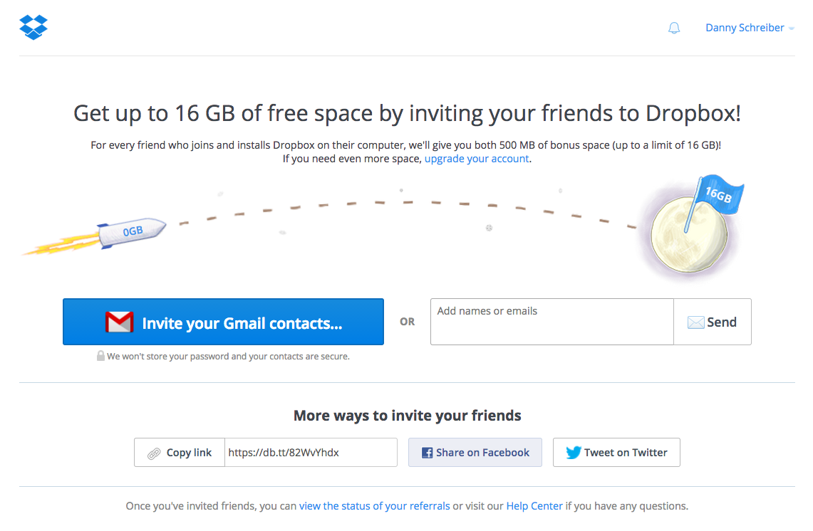 Dropbox uses a referral program as part of their viral marketing strategy