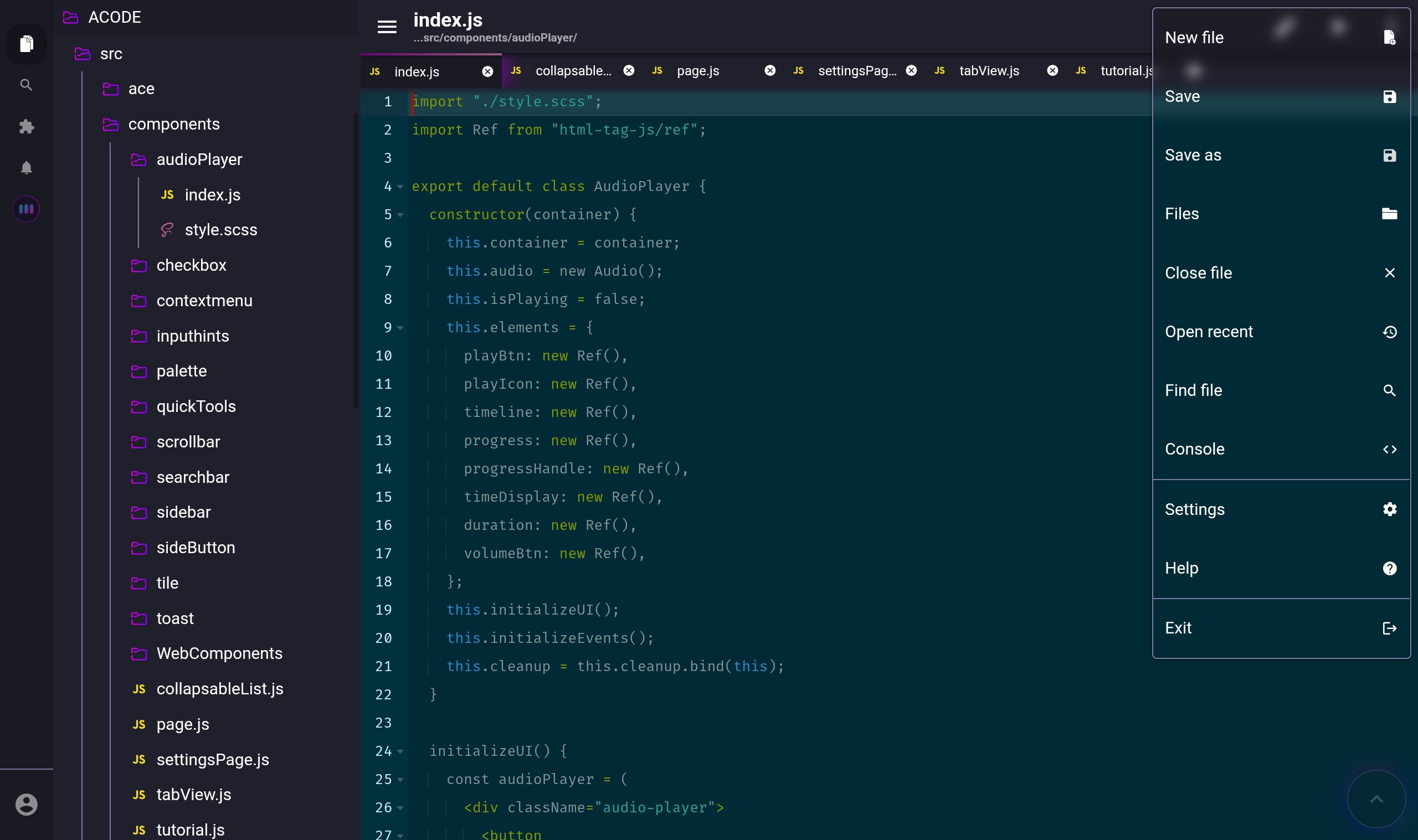 Acode, our pick for the best Android code editor