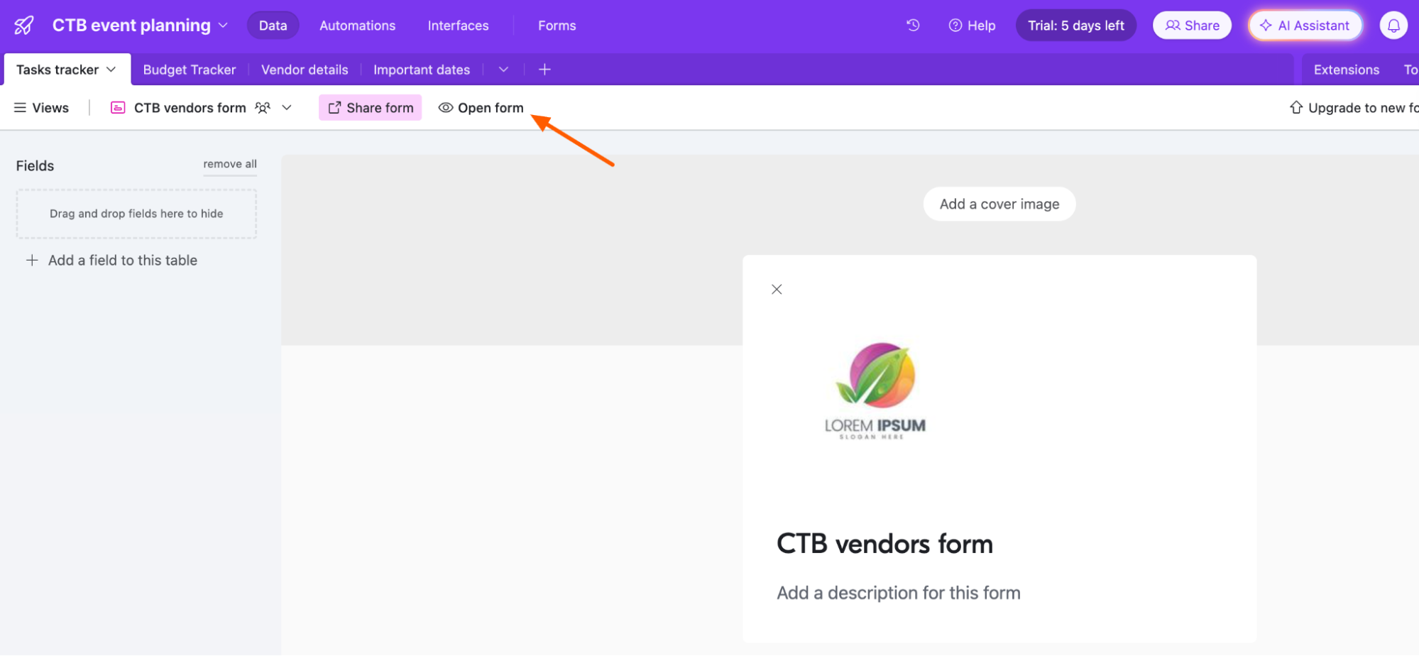 How to preview an Airtable form using the form view. 