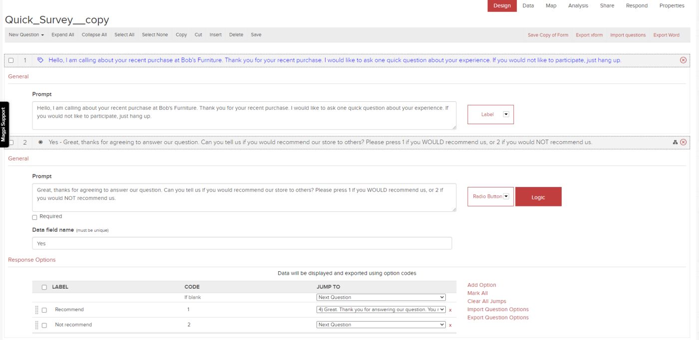 Create interactive voice data collection forms with Magpi.