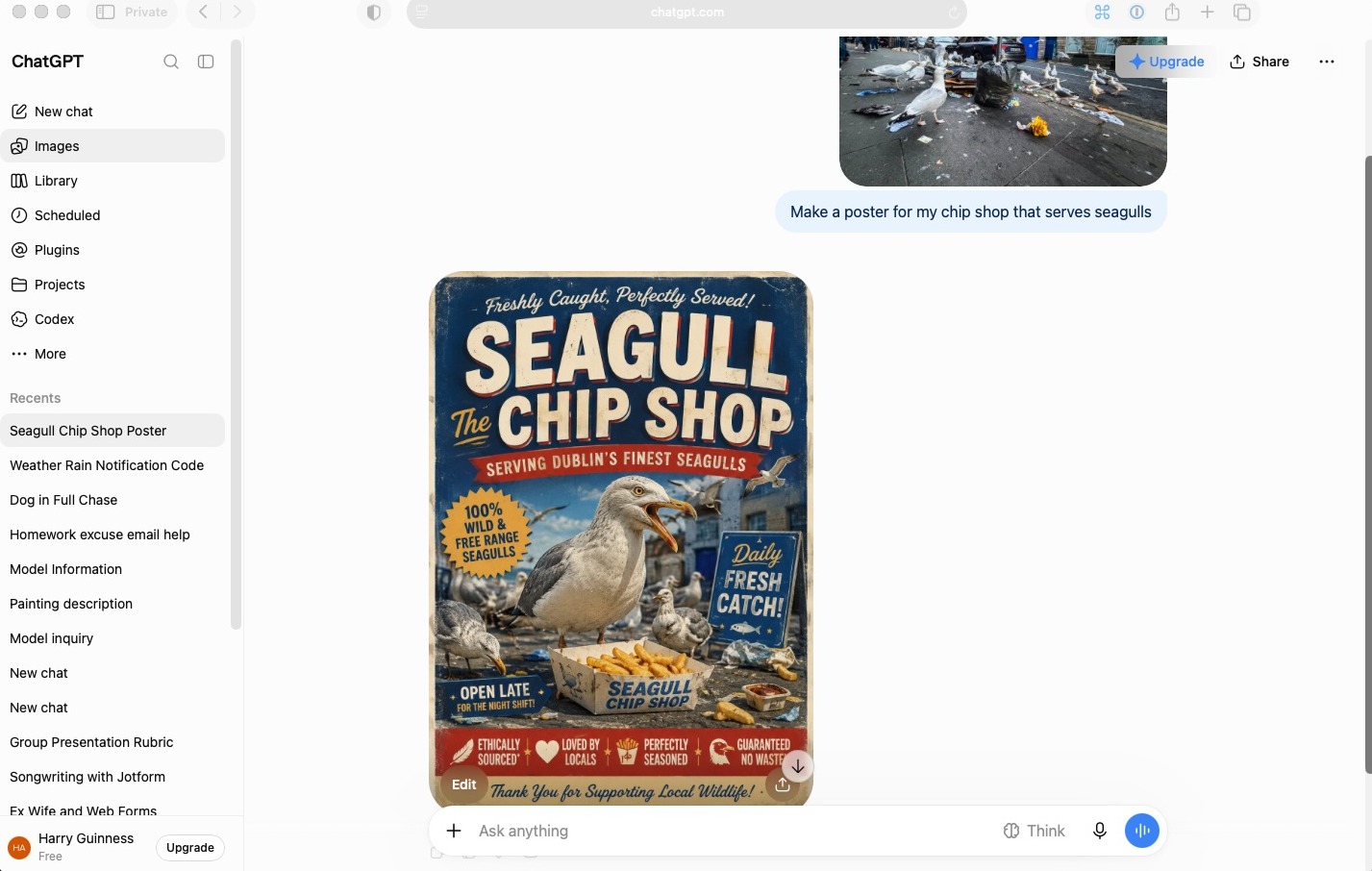 ChatGPT, our pick for the best AI chatbot for generating social media designs
