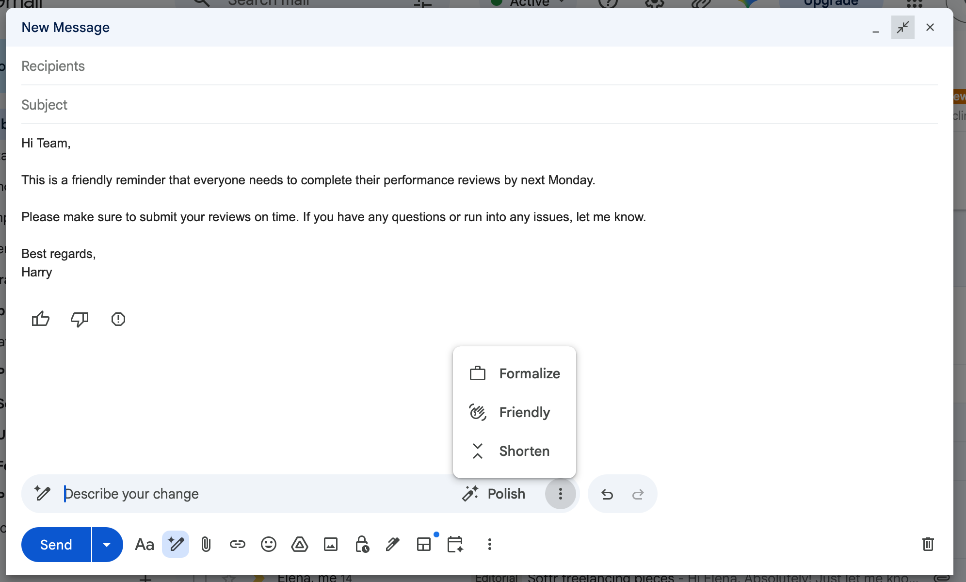 The Gemini AI feature in Gmail