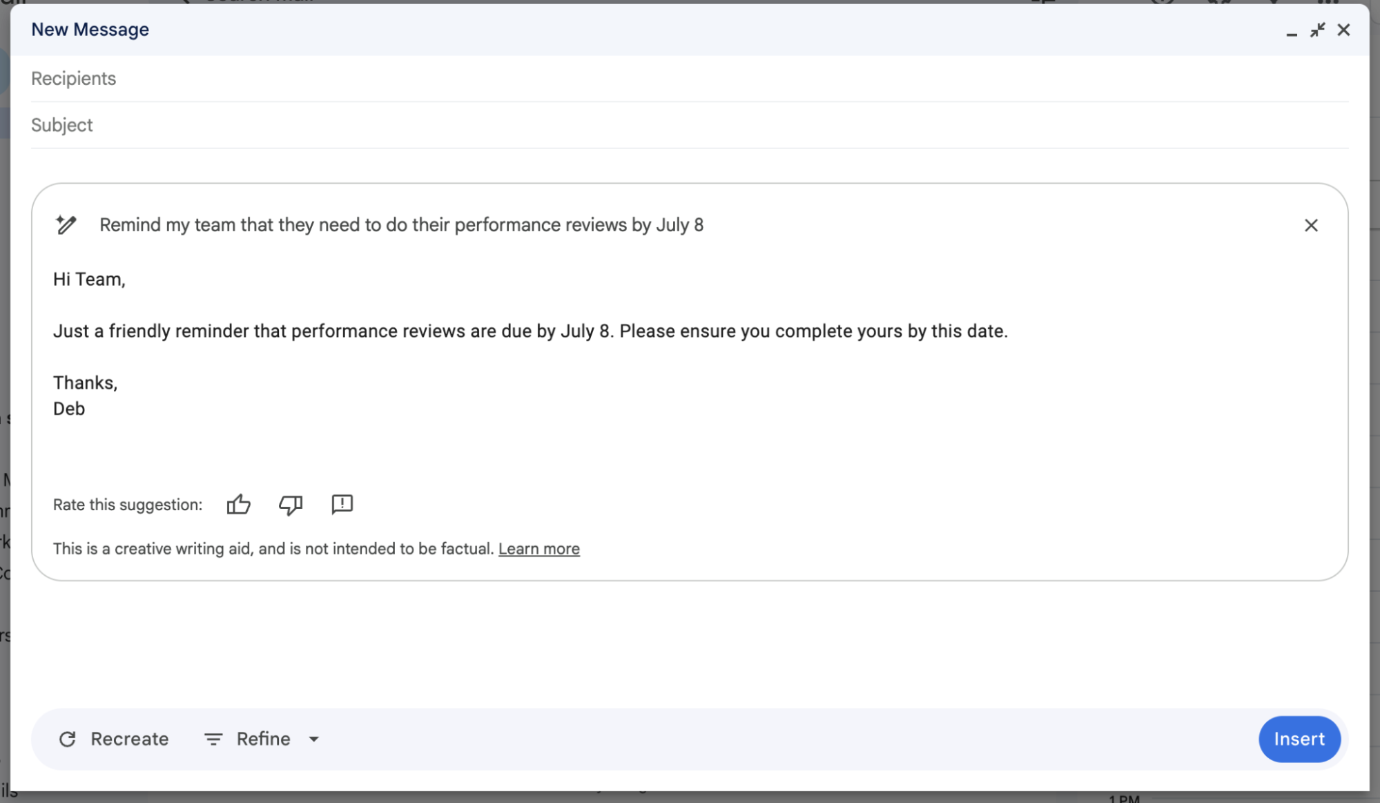 The Gemini AI feature in Gmail