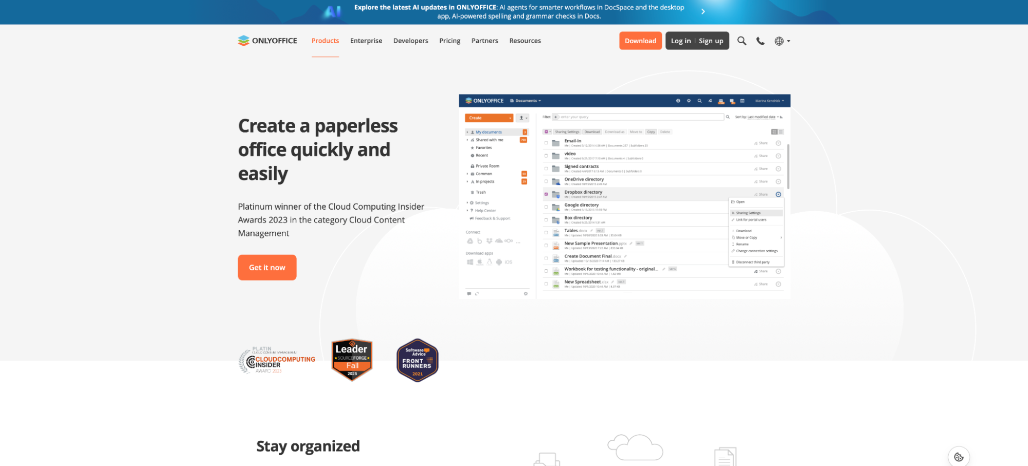 OnlyOffice, office suite software that can be used for document management