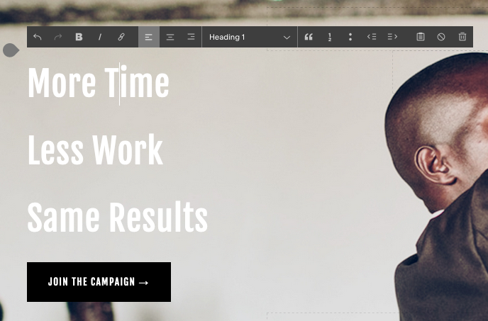 Text editor in Squarespace