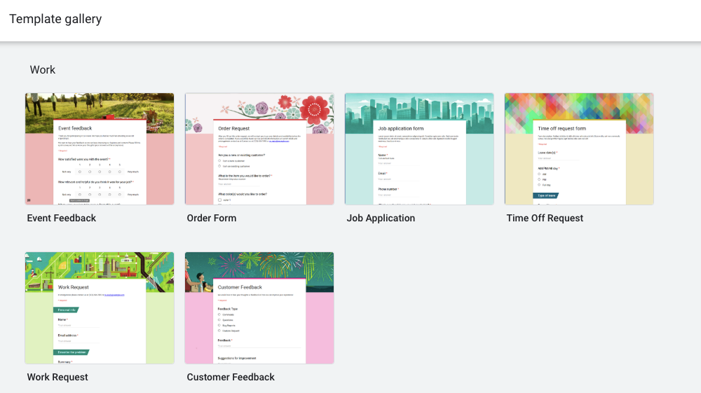 Google Forms templates