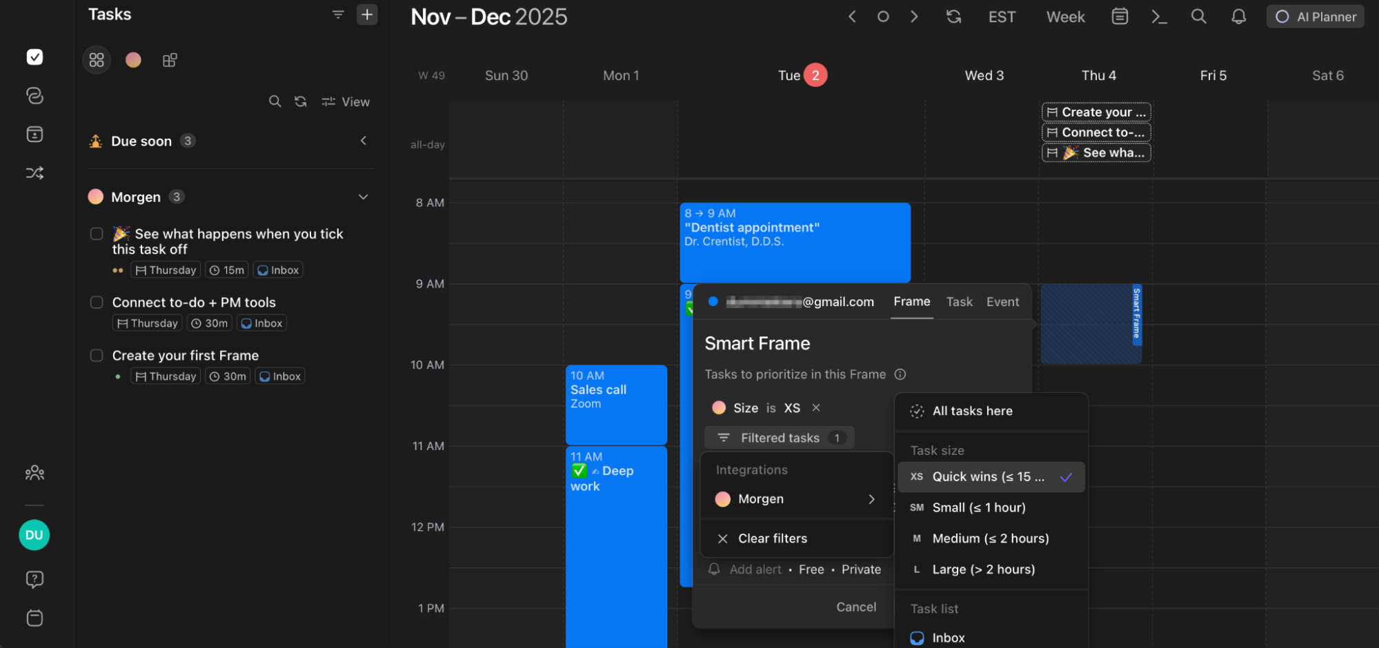 Morgen, our pick for the best time blocking app for scheduling tasks