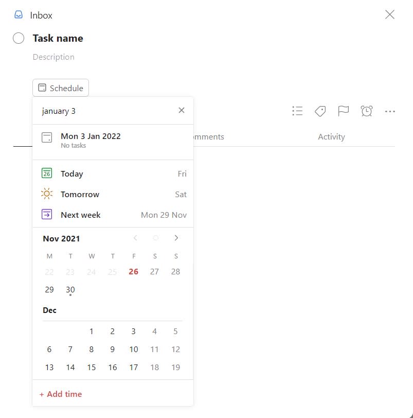 Adding a date and time for a deadline into Todoist