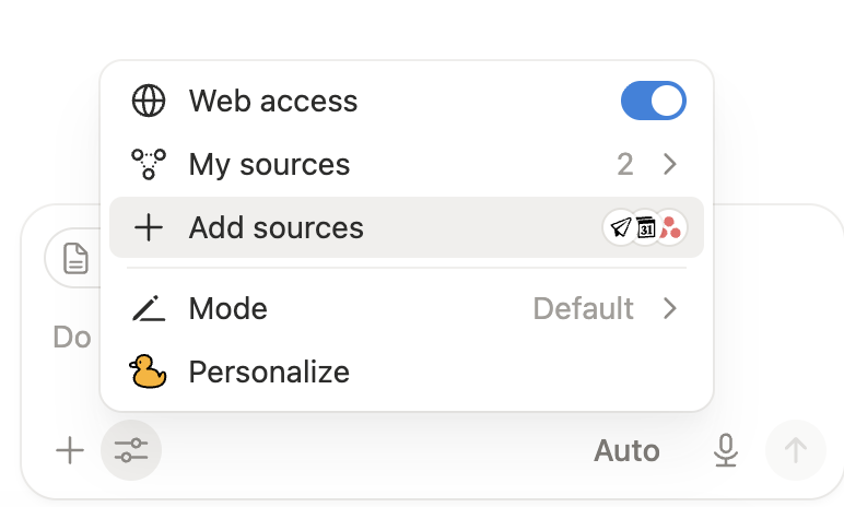 Filter options in Notion AI
