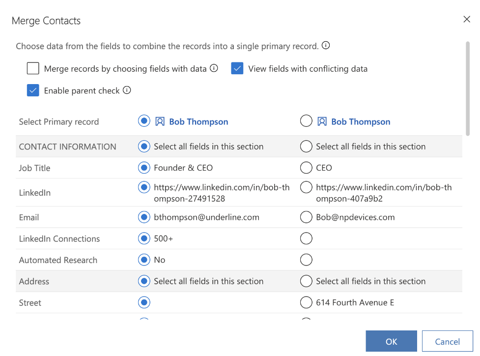 Contact-merge facility within Microsoft Dynamics CRM