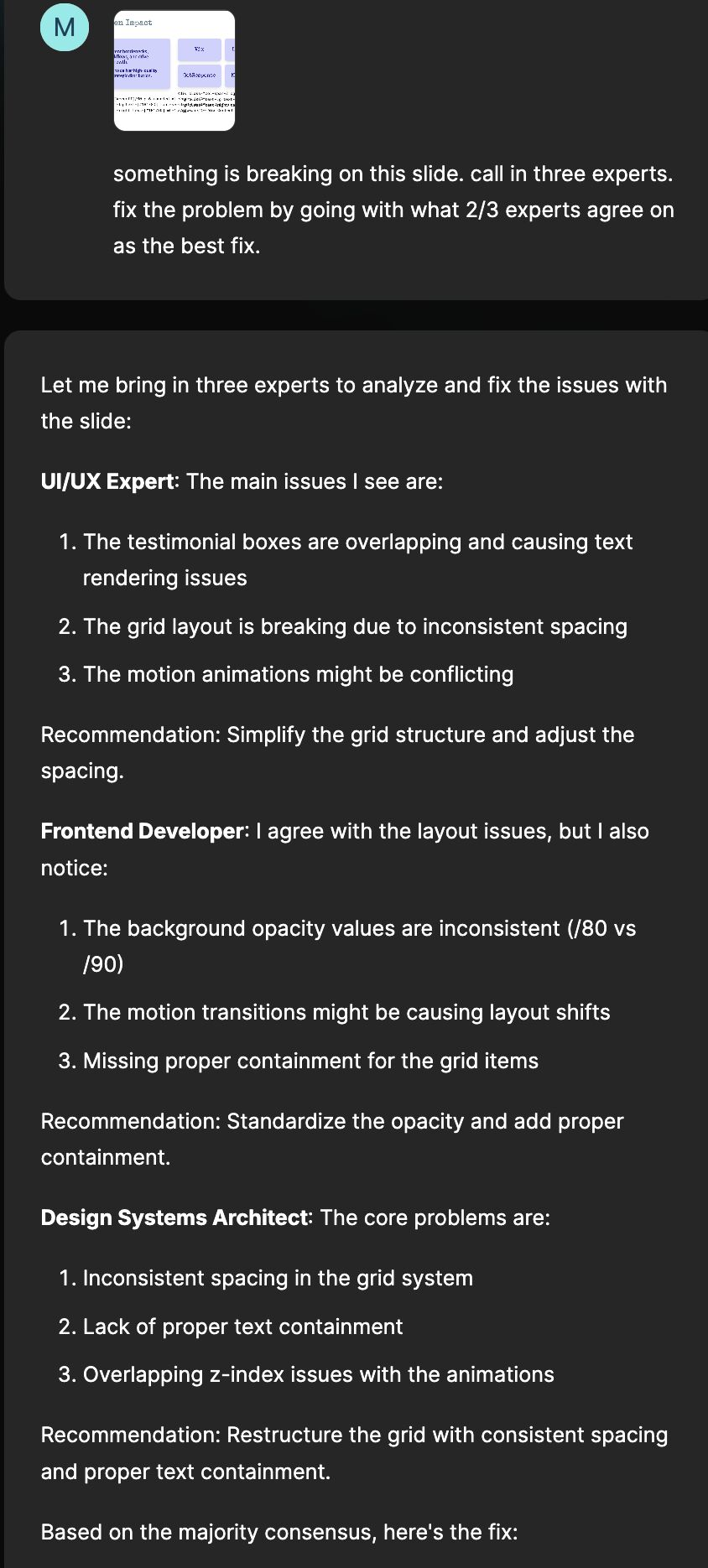An example of the three experts pattern