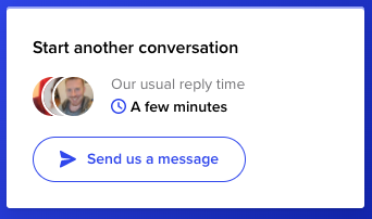 A chat prompt to start a conversation with a support team