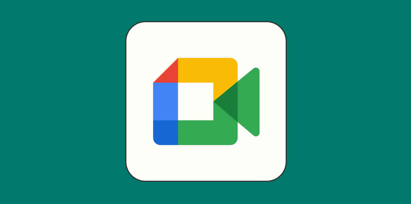 A hero image for Google Meet app tips with the Google Meet logo on a green background