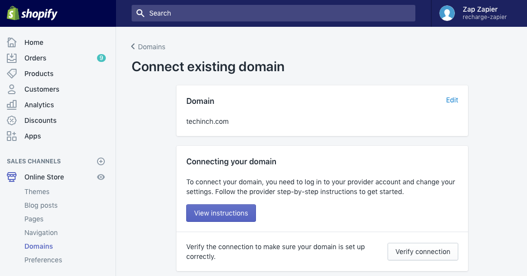 Add domain to Shopify