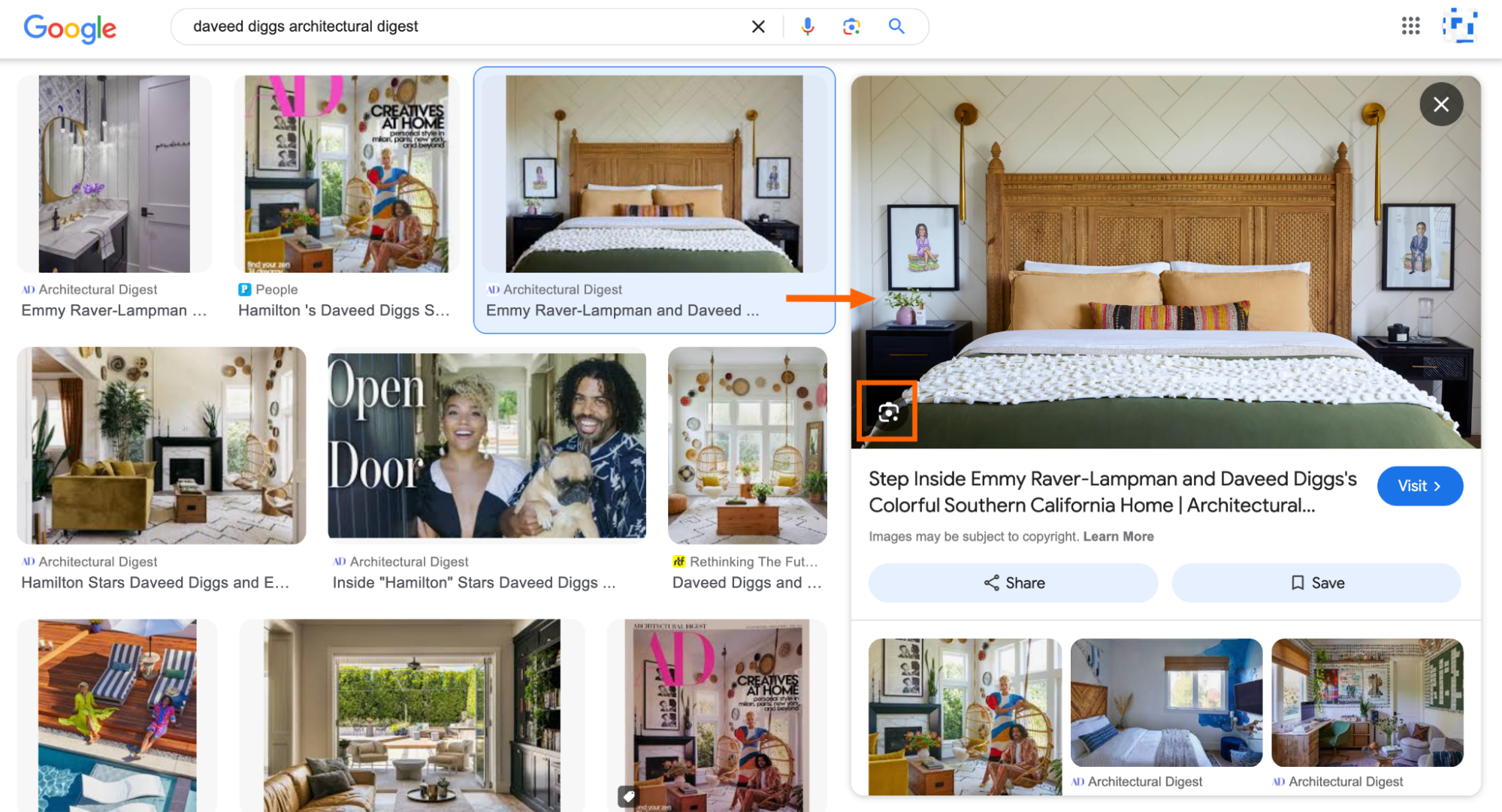 Google image search results for the query Daveed Diggs Architectural Digest. 
