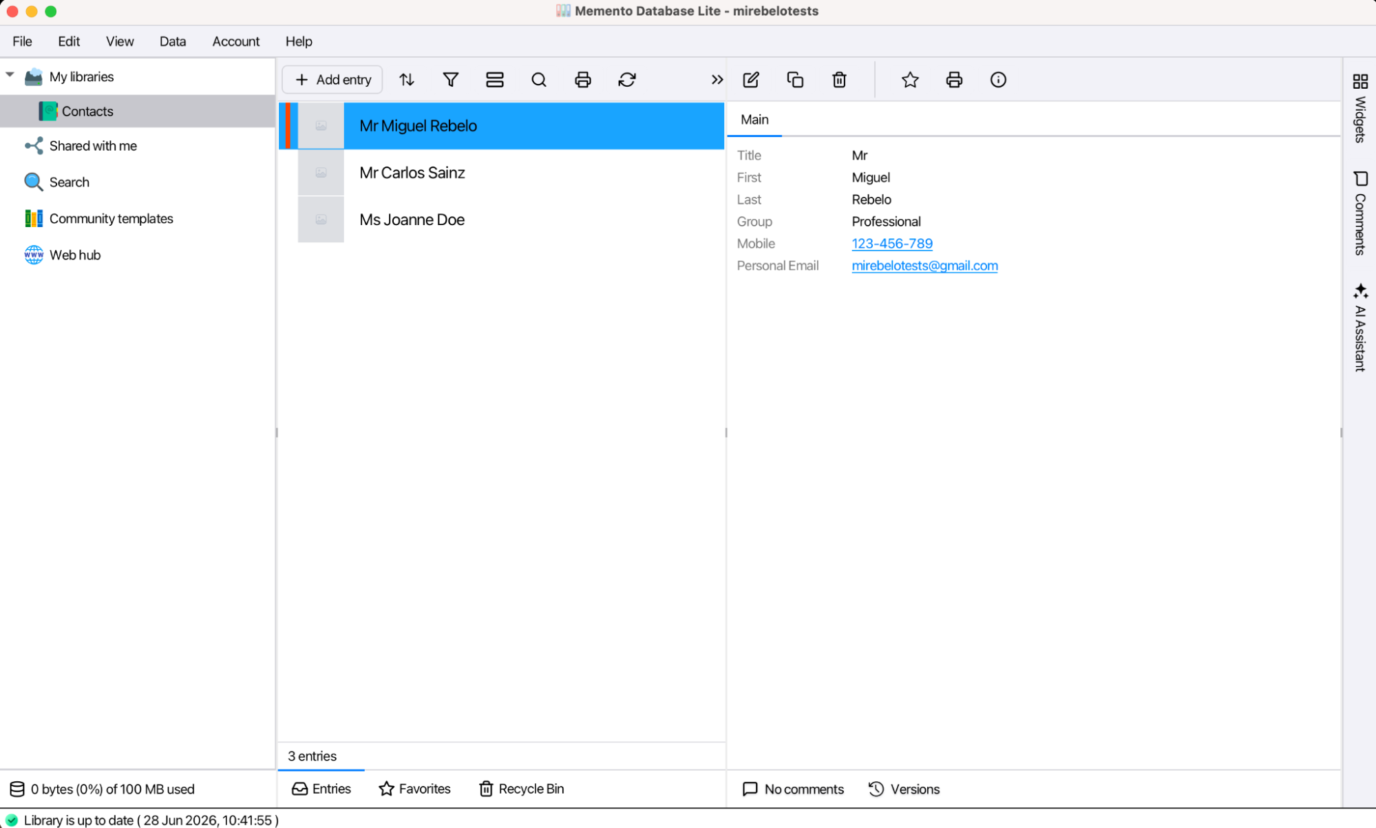 Memento, our pick for the best database software for mobile offline use