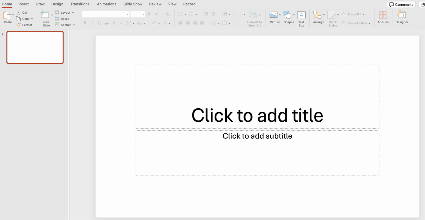 Click the arrow next to New Slide and choose a layout.