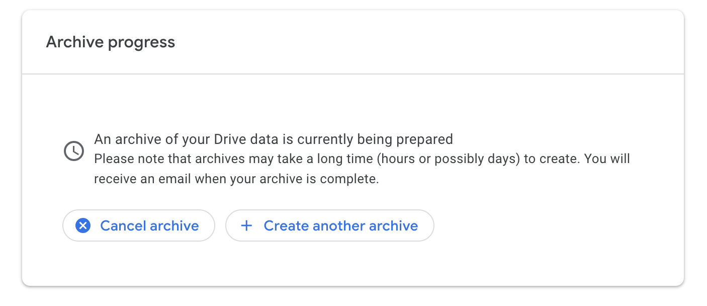 Google Takeout backup underway