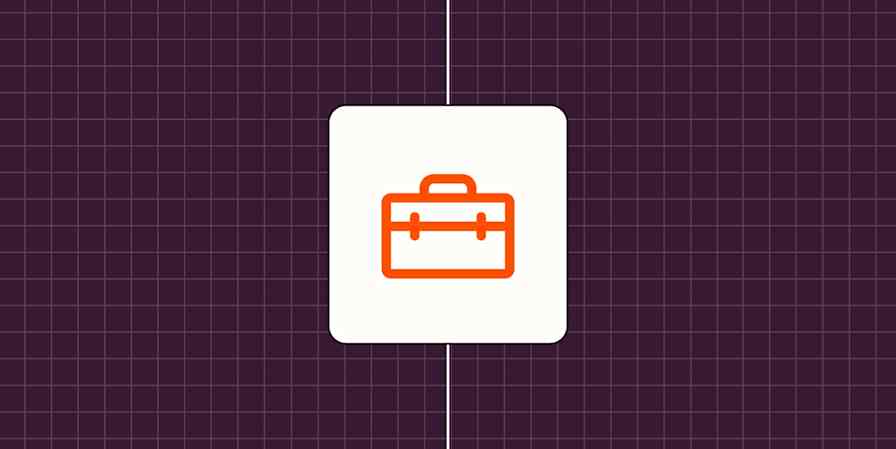 An orange toolkit against a purple background