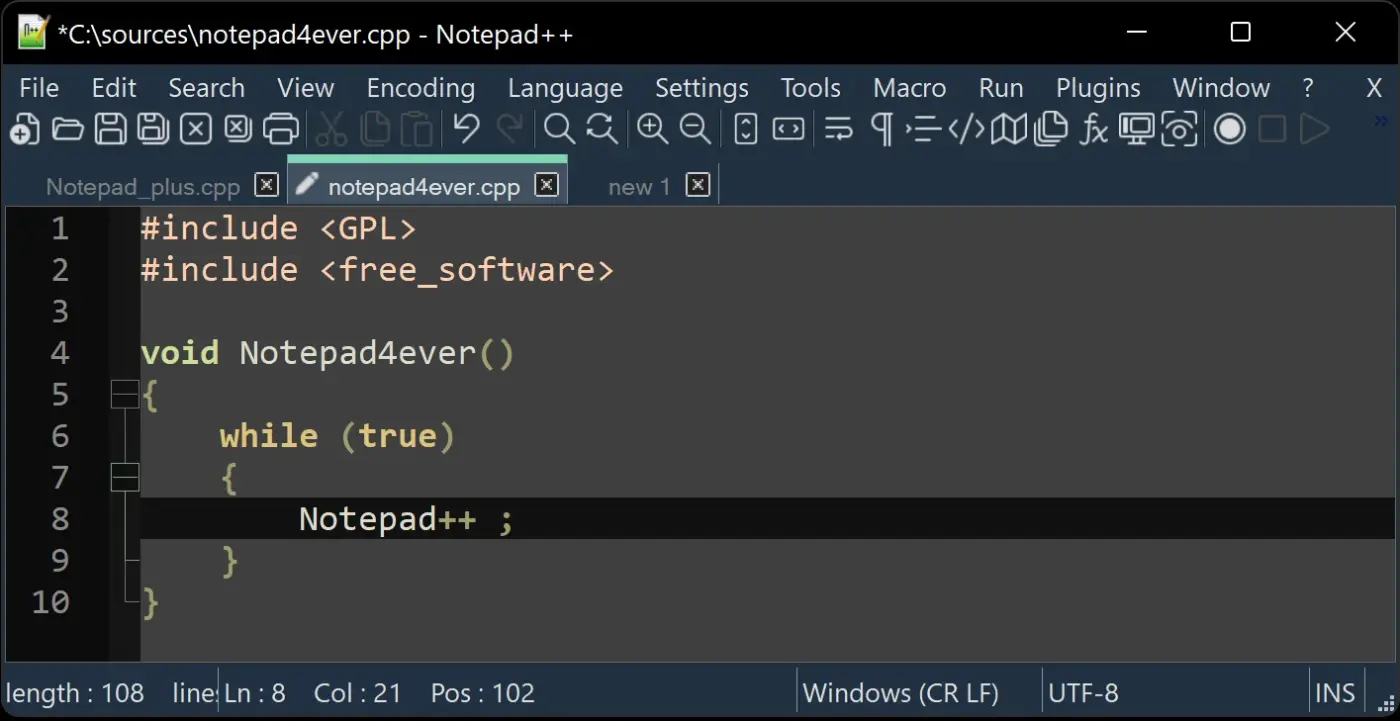 Notepad++, our pick for the best code editor for basic coding tasks