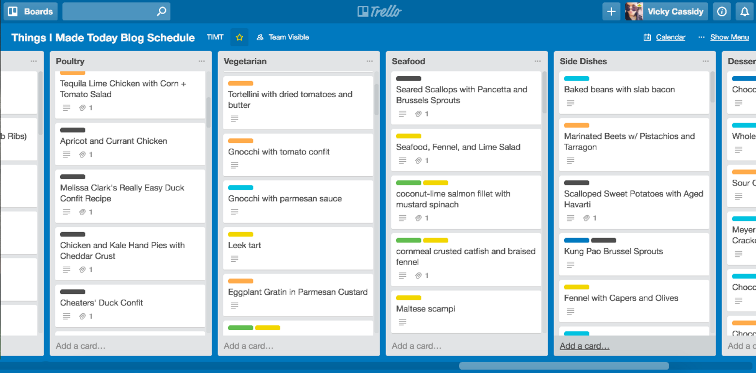 editorial calendar in Trello
